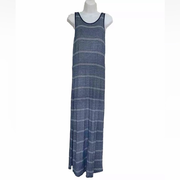 Jo & Co Striped Maxi Dress Rayon/Spandex Side Slits Lightweight Large EUC - Picture 1 of 5